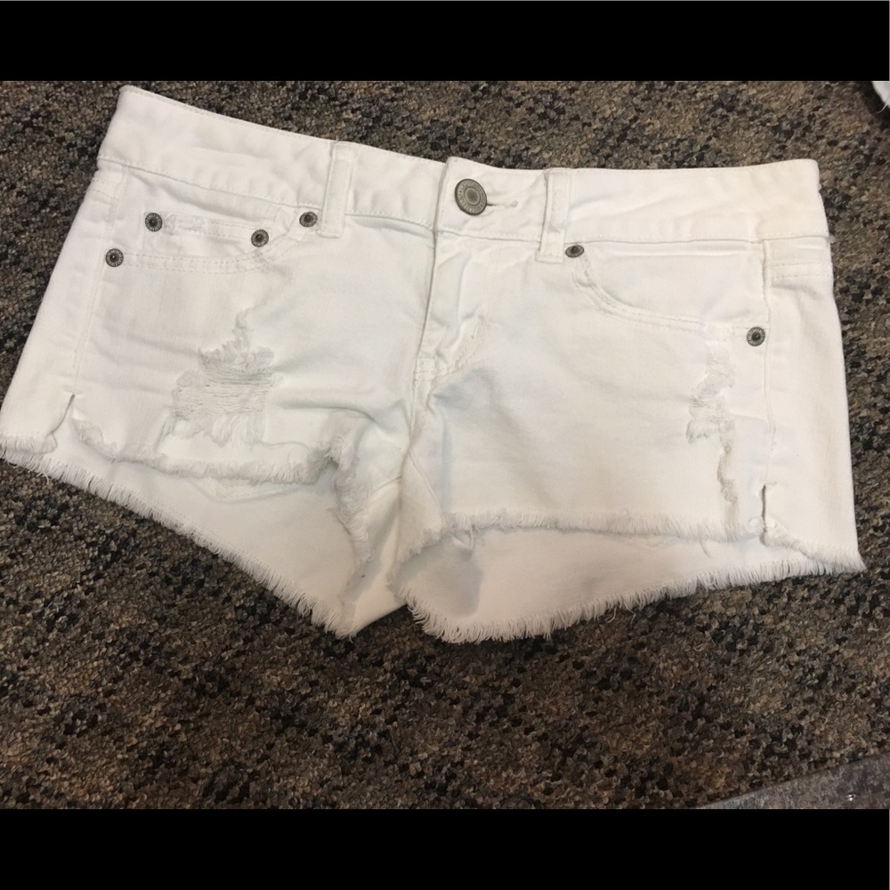 American Eagle white cutoff denim shorts